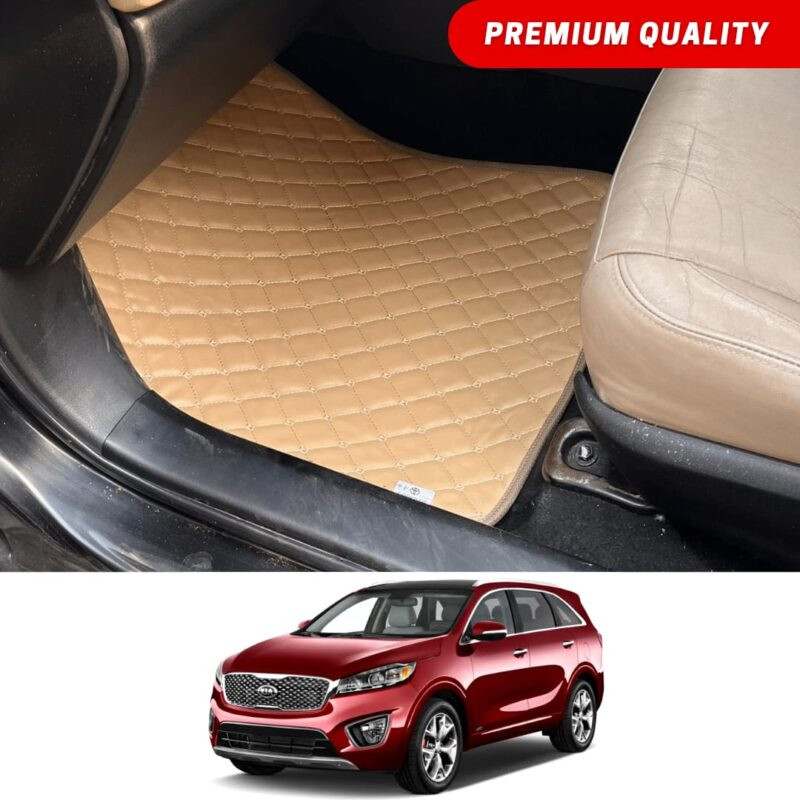KIA Sorento Flat Style 7D Floor Mats Beige Stitch