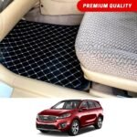 KIA Sorento Flat Style 7D Floor Mats Black With Beige Stitch