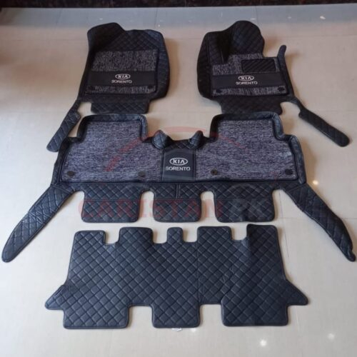 KIA Sorento Premium 9D Floor Mats Black With Grey Grass 1