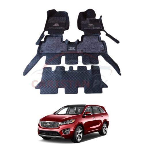 KIA Sorento Premium 9D Floor Mats Black With Grey Grass
