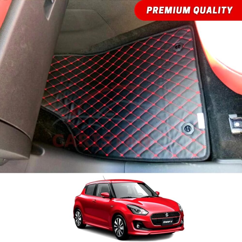 Suzuki Swift Flat Style 7D Floor Mats Black With Red Stitch 2022 Model & Onwards