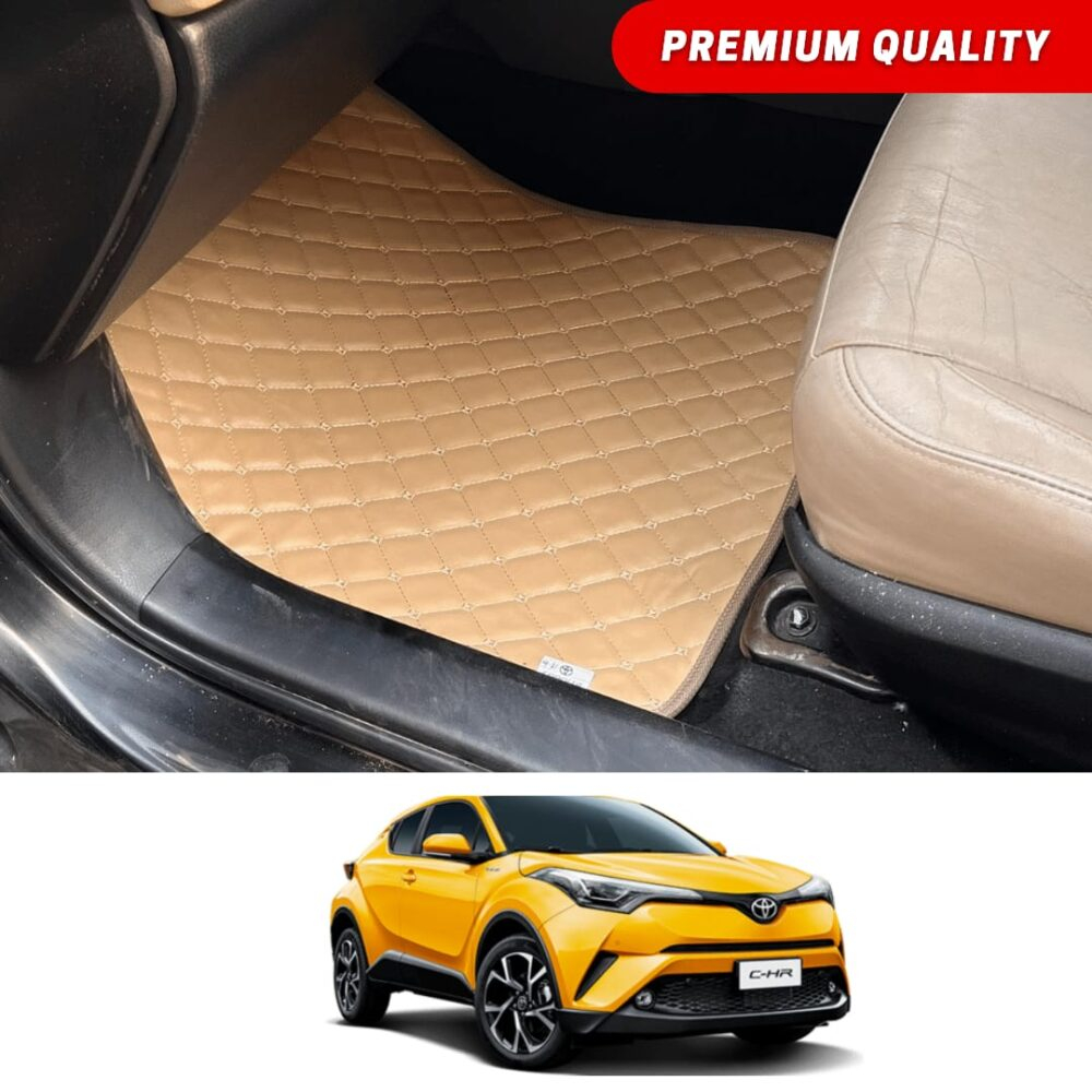 Toyota CHR Flat Style 7D Floor Mats Beige Stitch