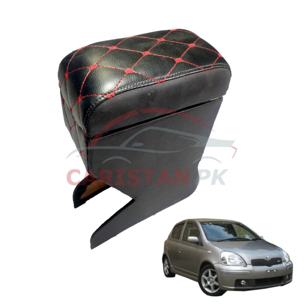 Toyota Vitz Custom Fit Arm Rest Black With Red Stitch 2000-05