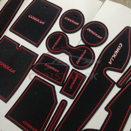 Toyota Corolla PVC Non-Slip Interior Protection Mats Red 2014-24 1