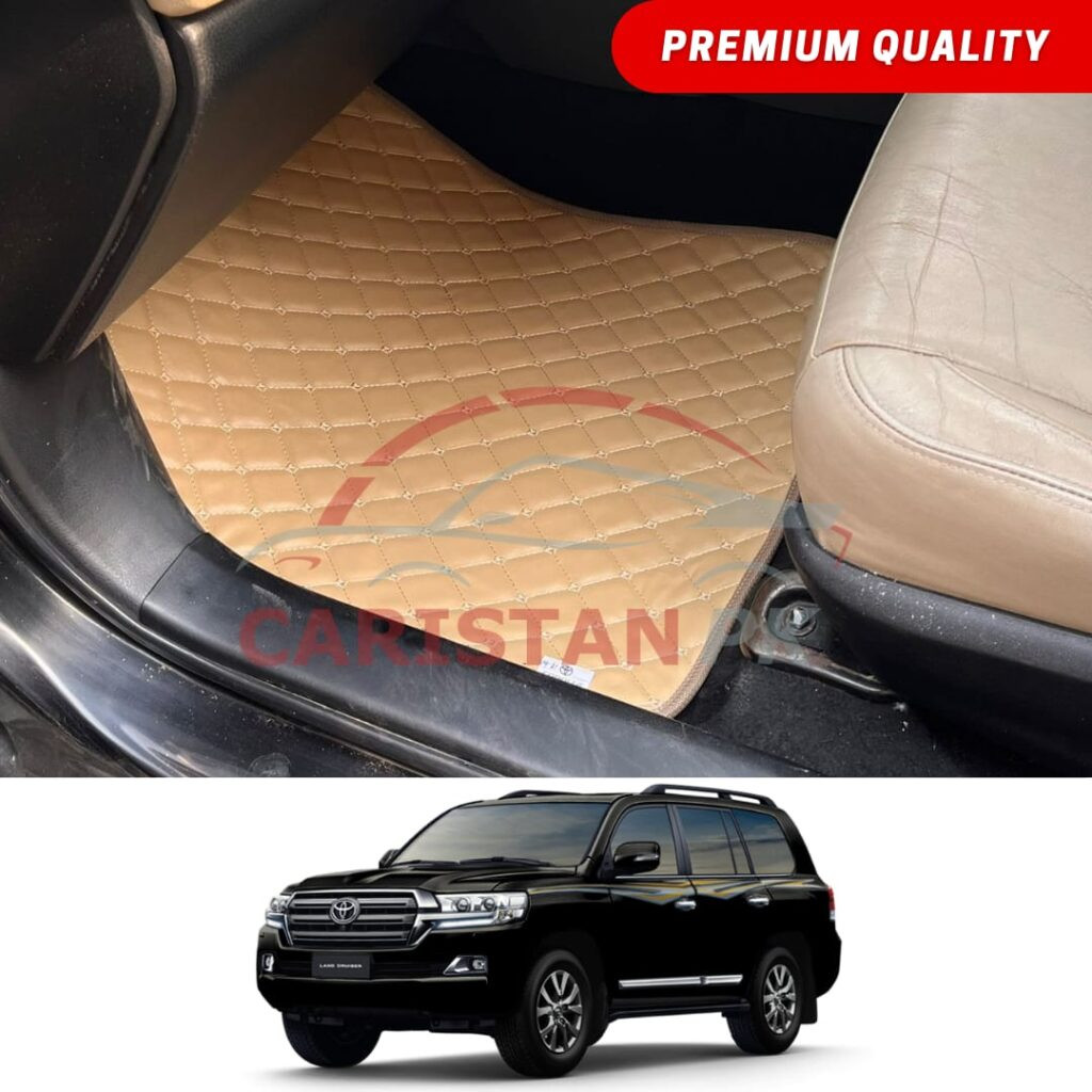 Toyota Land Cruiser FJ200 Flat Style 7D Floor Mats Beige Stitch 2016-21