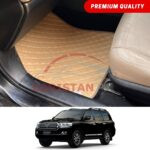 Toyota Land Cruiser FJ200 Flat Style 7D Floor Mats Beige Stitch 2016-21