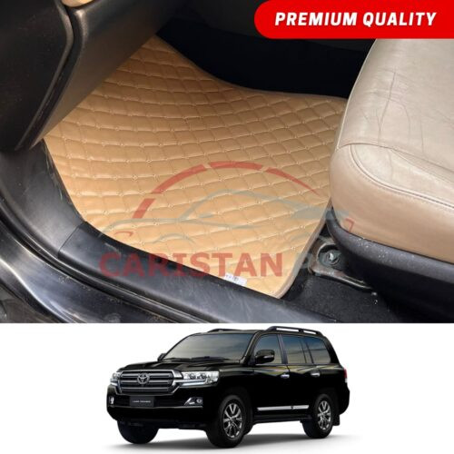 Toyota Land Cruiser FJ200 Flat Style 7D Floor Mats Beige Stitch 2016-21