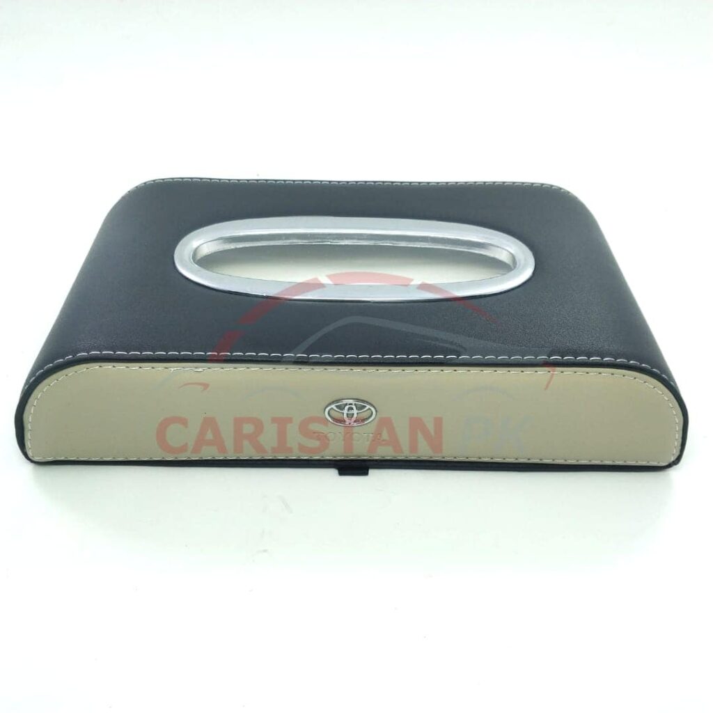 Toyota Leather Car Tissue Box Black Beige Mix