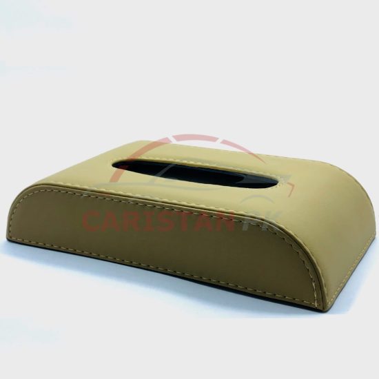 Leather Car Tissue Box Beige 2