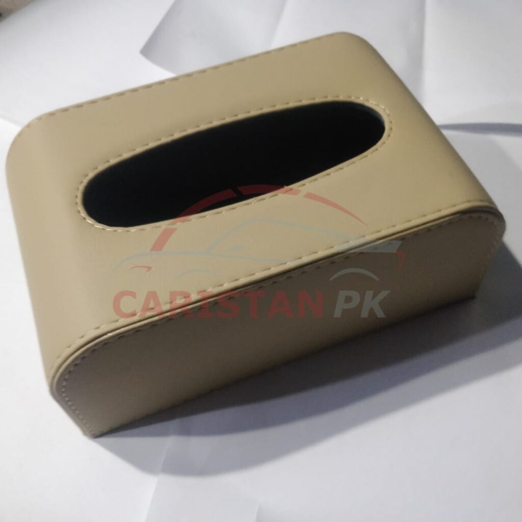 Leather Car Tissue Box Beige Big Design 2