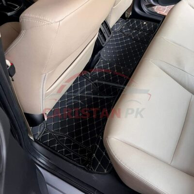 Honda City 7D Floor Mats Black With Beige Stitch 2022 Model & Onwards 1
