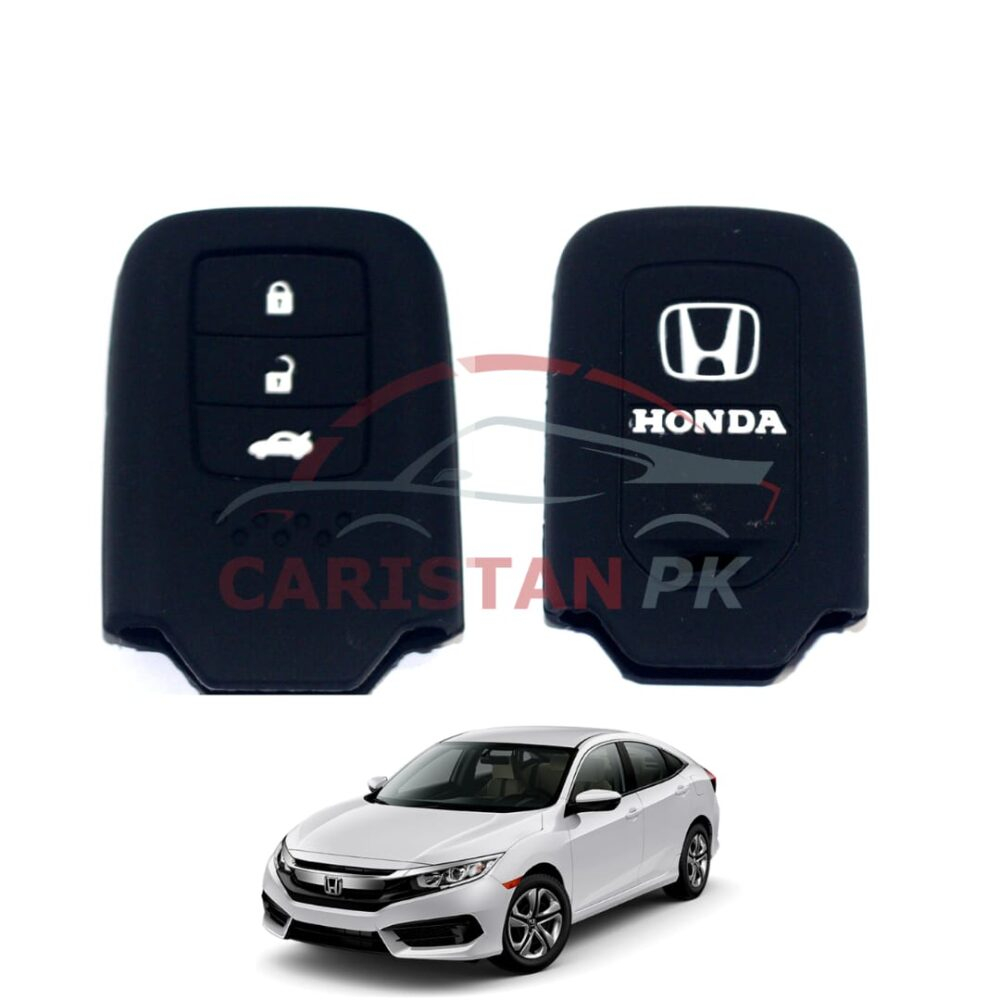 Honda Civic Black Silicone PVC Key Cover 3 Button 2016-21 Model