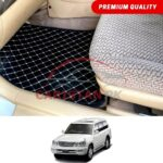 Toyota Land Cruiser Flat Style 7D Floor Mats Black With Beige Stitch 2003-2008