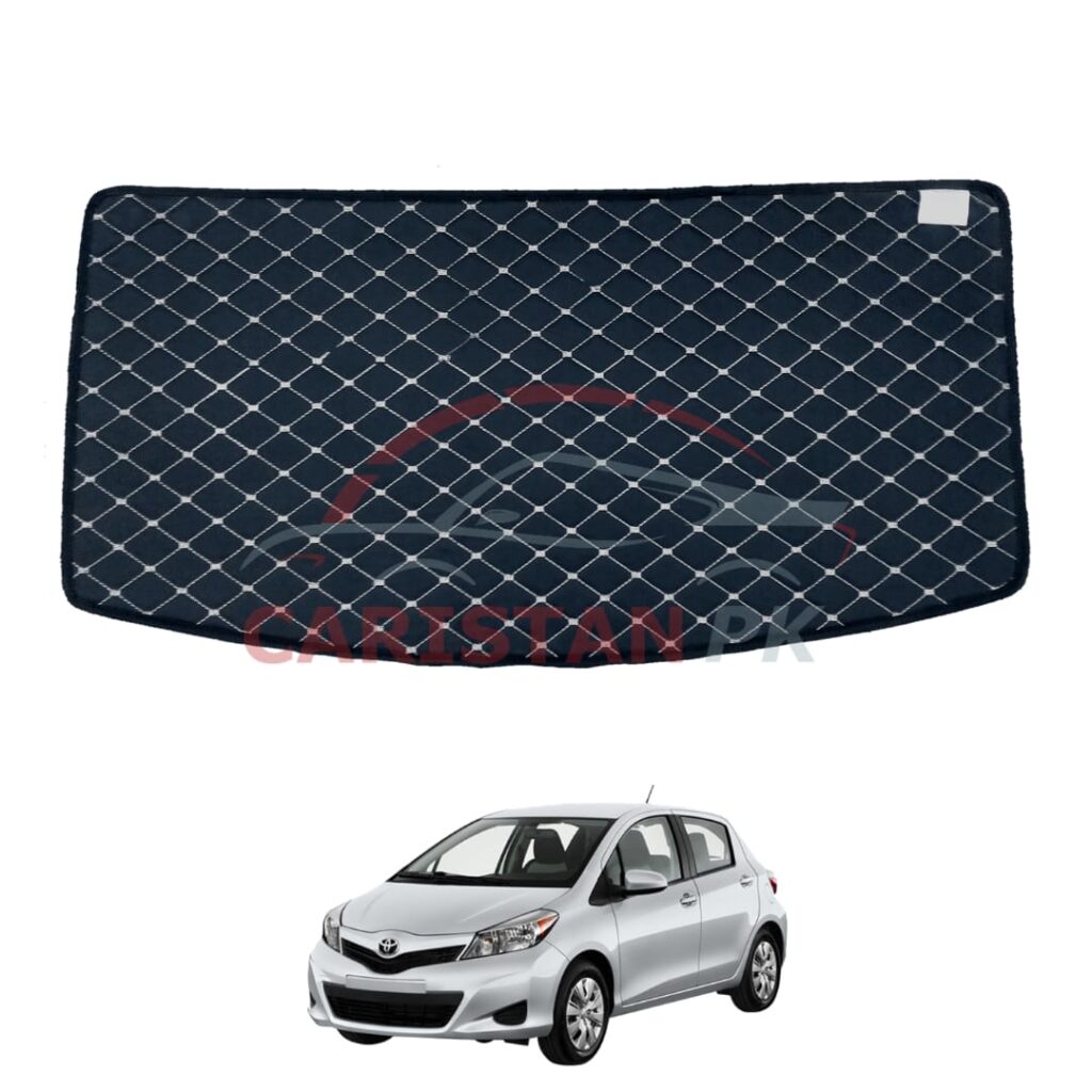 Toyota Vitz 7D Trunk Protection Mat Black With Beige Stitch 2011-16