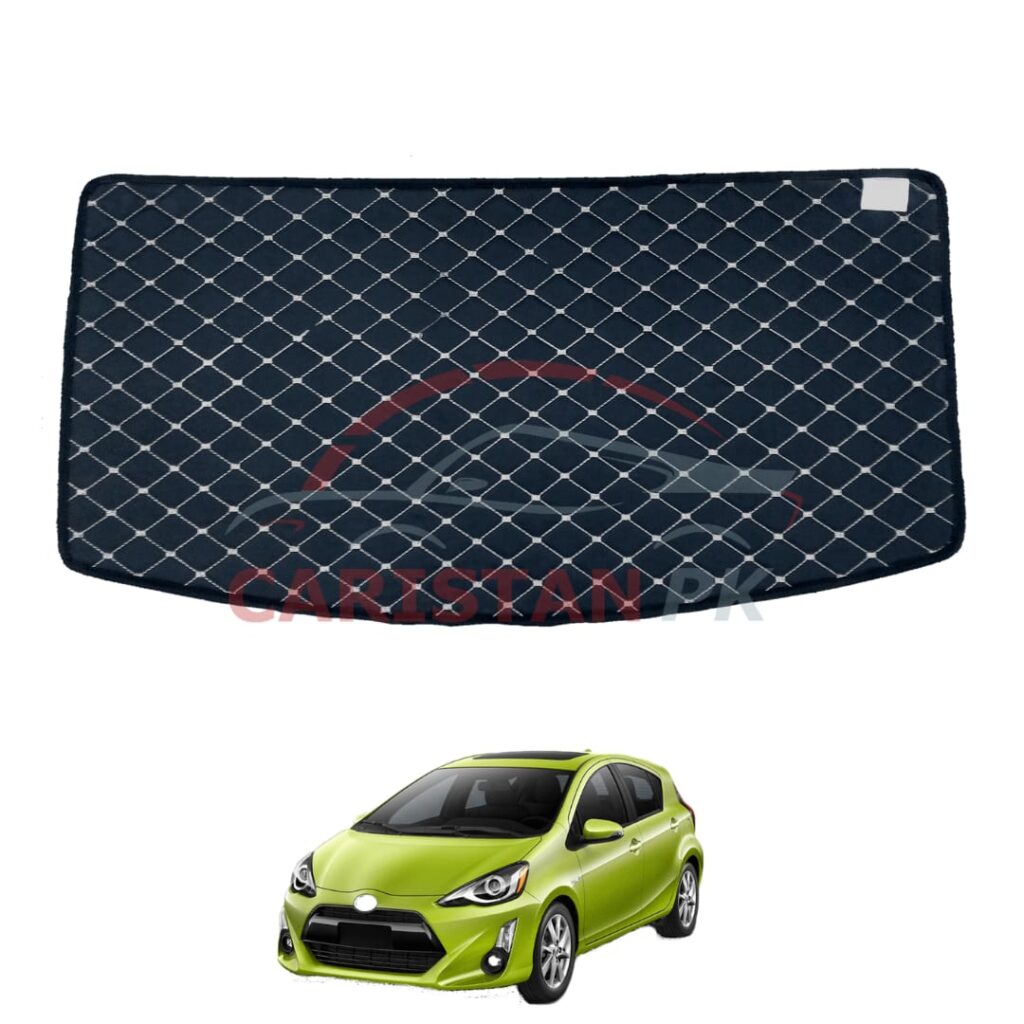 Toyota Aqua 7D Trunk Protection Mat Black With Beige Stitch 2017-22