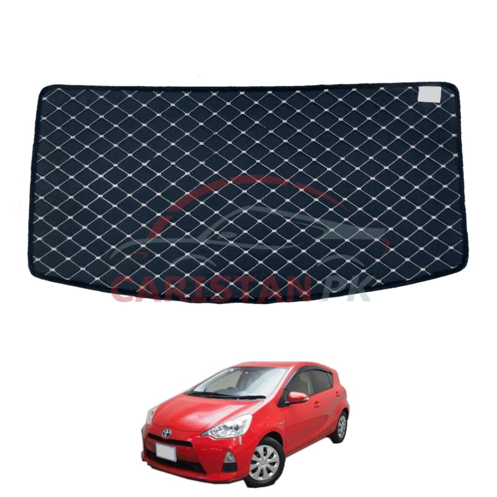 Toyota Aqua 7D Trunk Protection Mat Black With Beige Stitch 2011-16