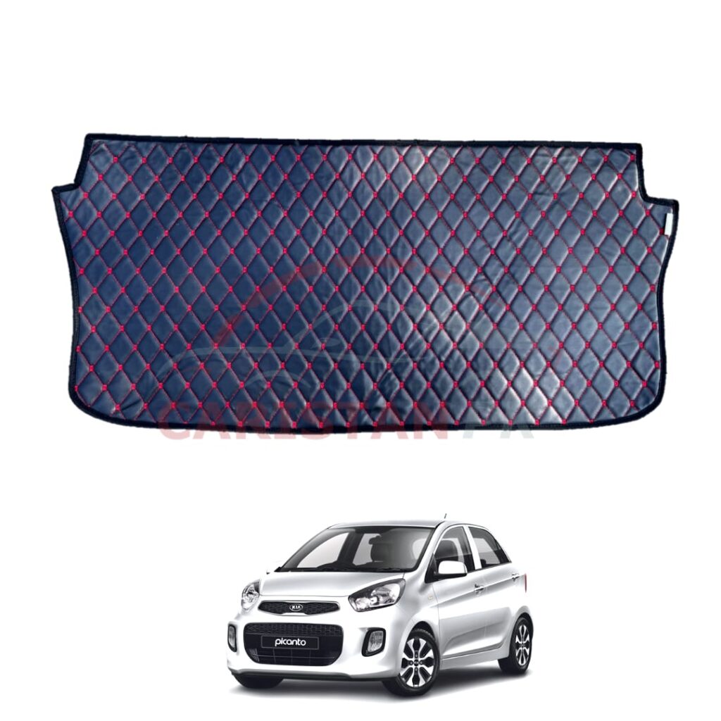 KIA Picanto 7D Trunk Protection Mat Black With Red Stitch