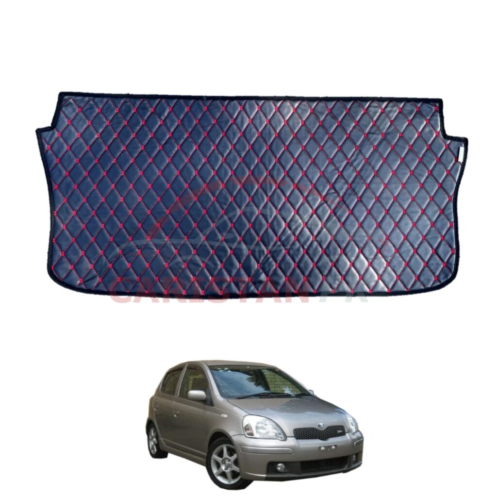 Toyota Vitz 7D Trunk Protection Mat Black With Red Stitch 2000-05