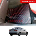 Honda Accord Flat Style 7D Floor Mats Black With Red Stitch 2002-06