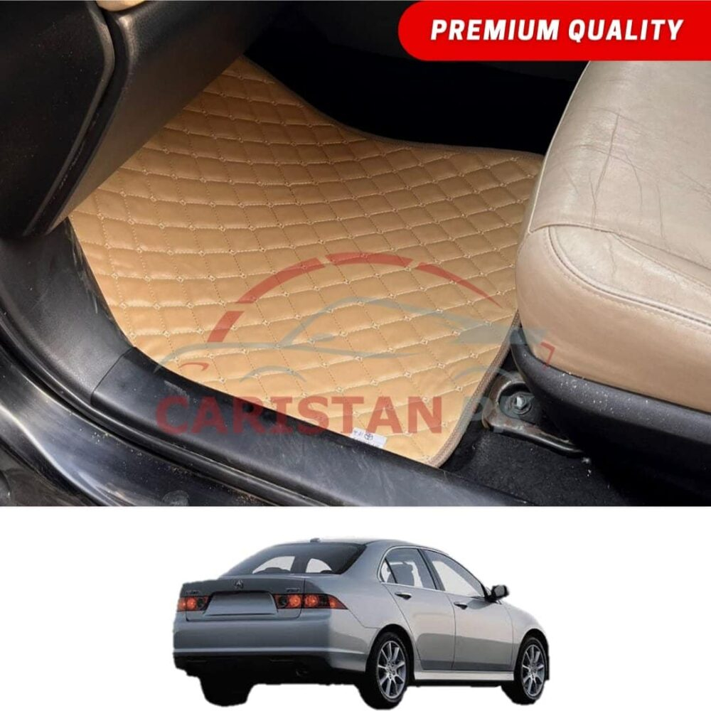 Honda Accord Flat Style 7D Floor Mats Beige Stitch 2002-06