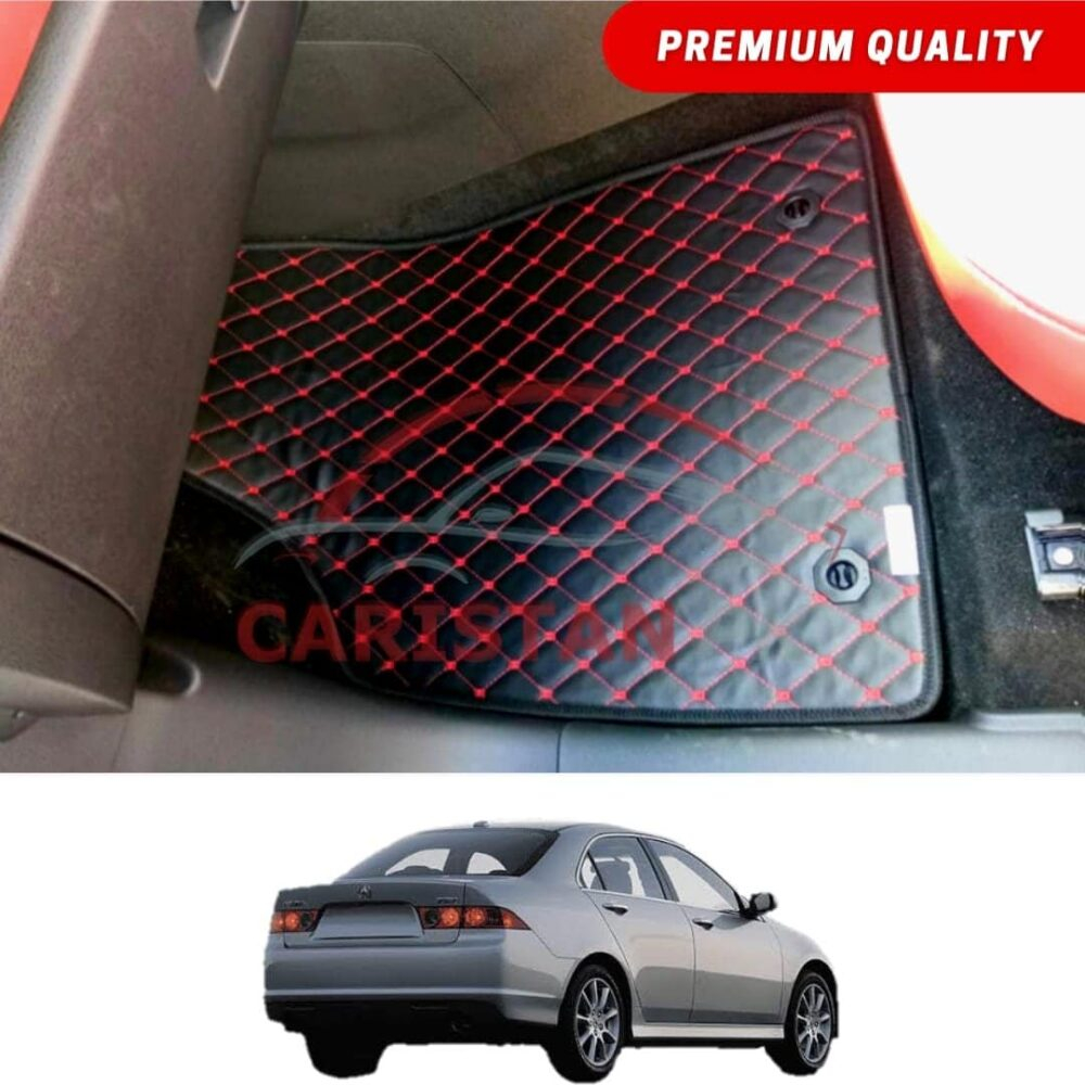 Honda Accord Flat Style 7D Floor Mats Black With Red Stitch 2002-06