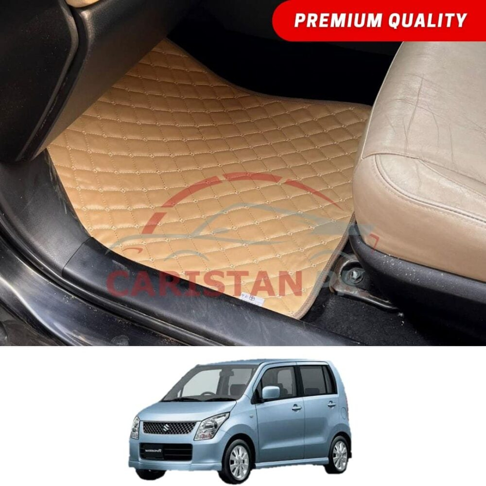 Suzuki Wagon R Japanese Flat Style 7D Floor Mats Beige Stitch 2008-12