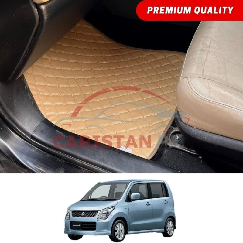 Suzuki Wagon R Japanese Flat Style 7D Floor Mats Beige Stitch 2008-12 Suzuki Wagon R Japanese Flat Style 7D Floor Mats Beige Stitch 2008-12