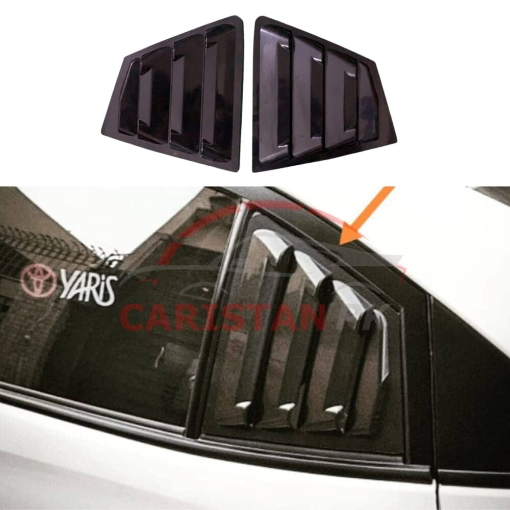 Toyota Yaris Quarter Glass Evo Louver Cover Vent Set Black