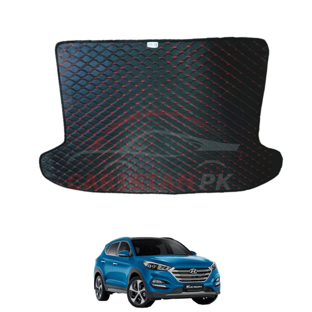 Hyundai Tucson 7D Trunk Protection Mat Black With Red Stitch