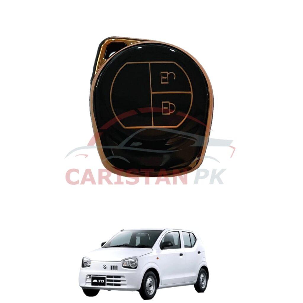 Suzuki Alto TPU Plastic Key Cover Black Golden 2017-24