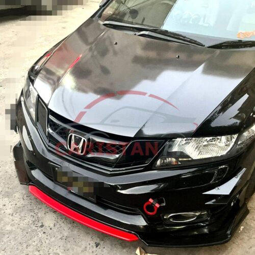 Universal Sedan Front Bumper Splitter With Red Lip 3 Piece 2