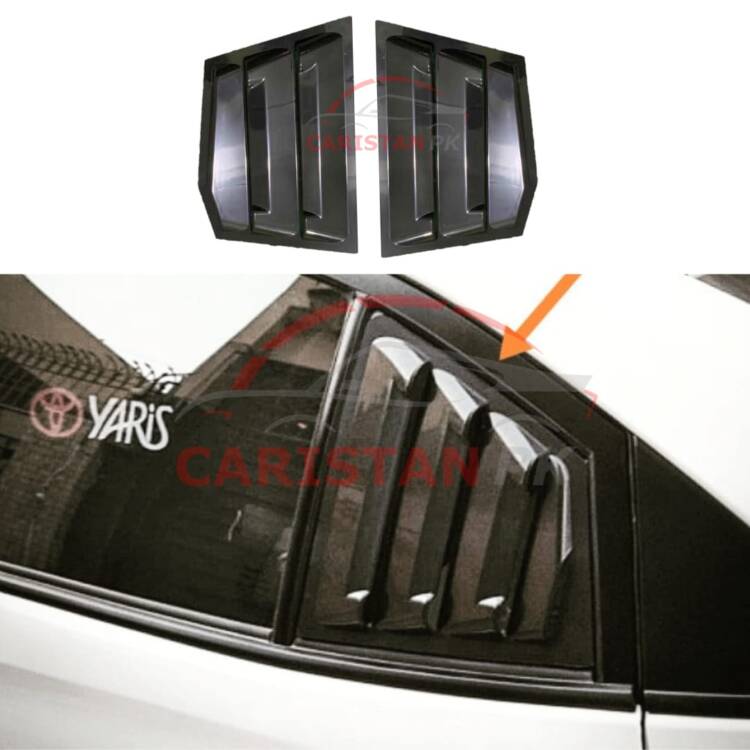 Toyota Yaris Quarter Glass Evo Louver Cover Vent Set Black