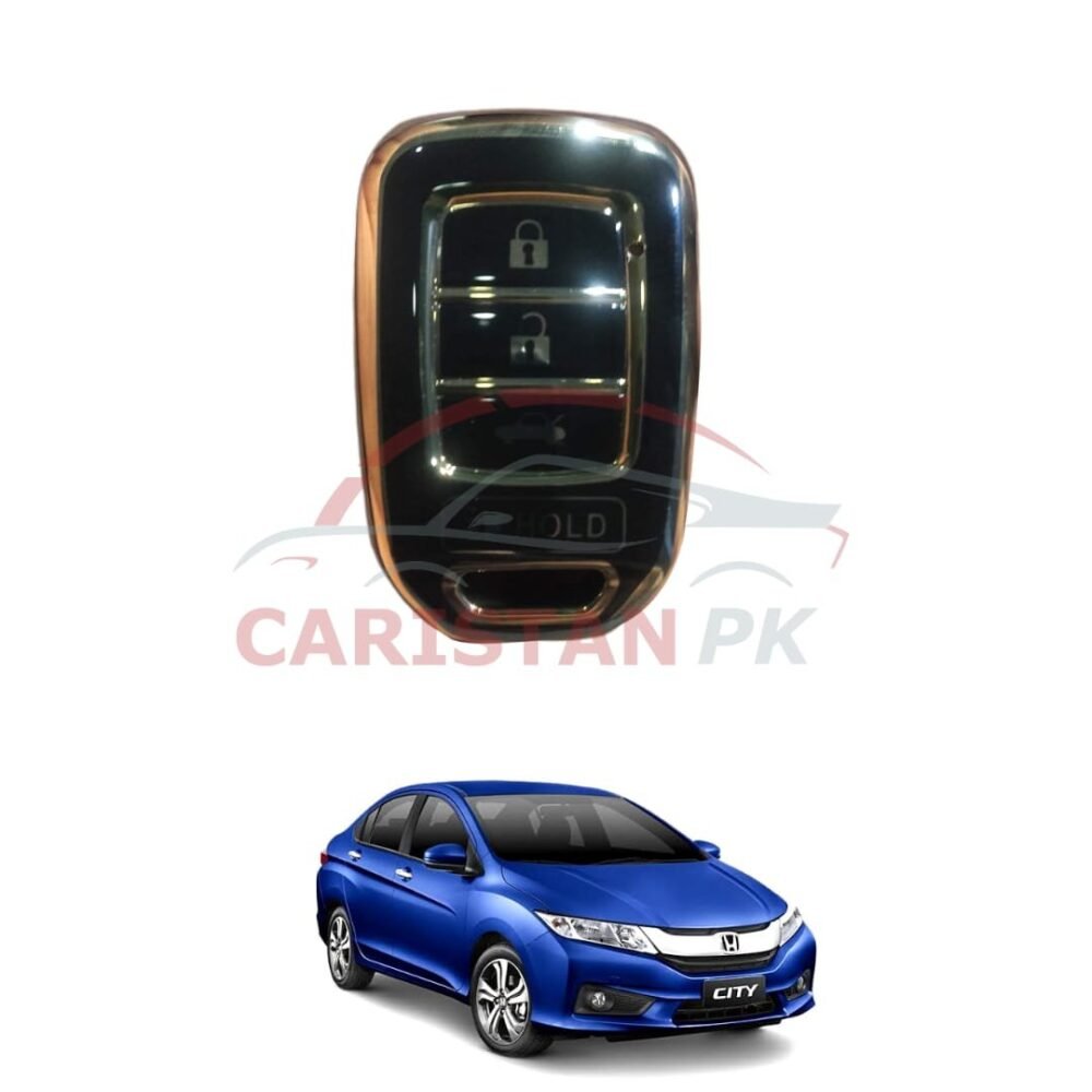 Honda City TPU Plastic Protection Key Cover Black Golden 2022 Model & Onwards Honda City TPU Plastic Protection Key Cover Black Golden 2022 Model & Onwards
