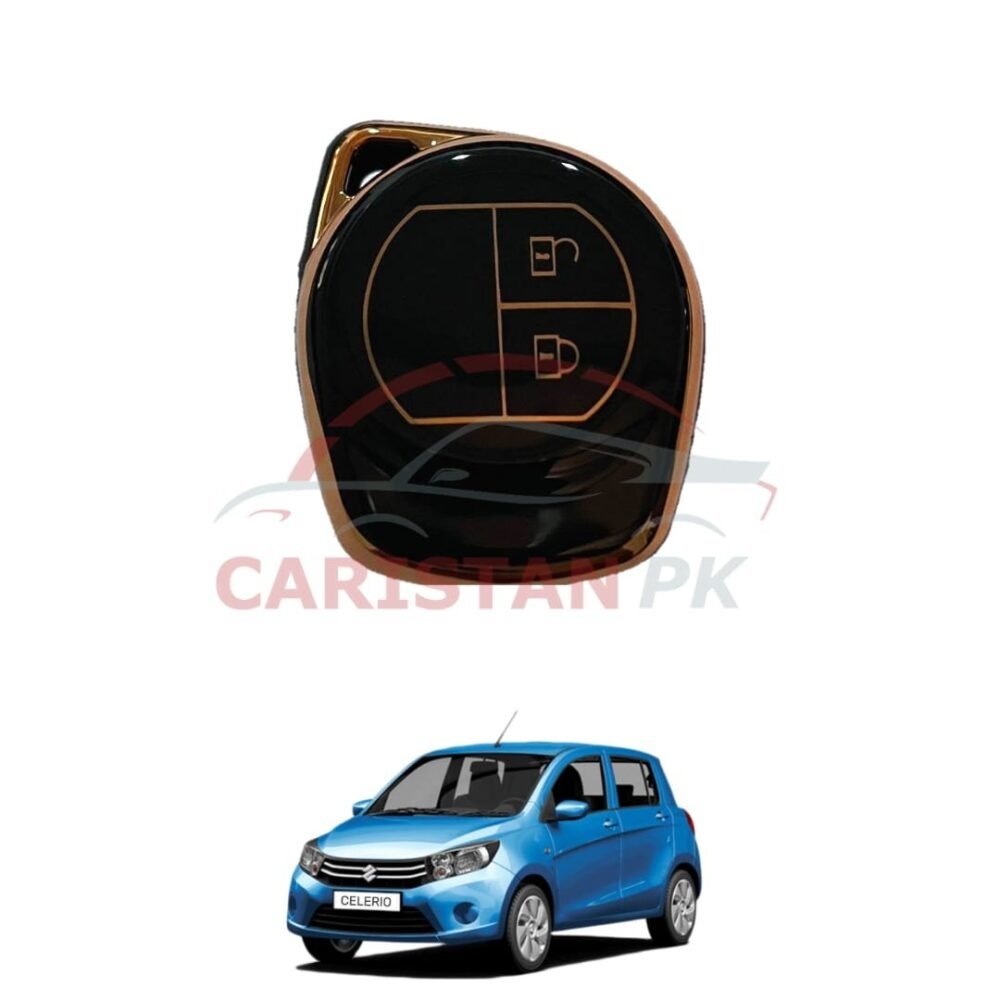 Suzuki Cultus TPU Plastic Key Cover Black Golden 2017-26 Suzuki Cultus TPU Plastic Key Cover Black Golden 2017-26