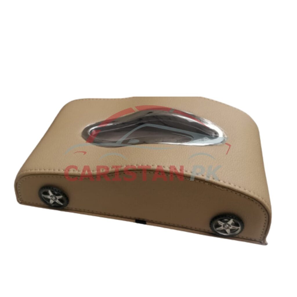 Premium Car Style Leather Tissue Box Beige 2