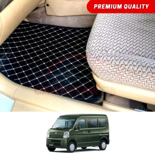 Suzuki Every Flat Style 7D Floor Mats Black With Beige Stitch 2019-24
