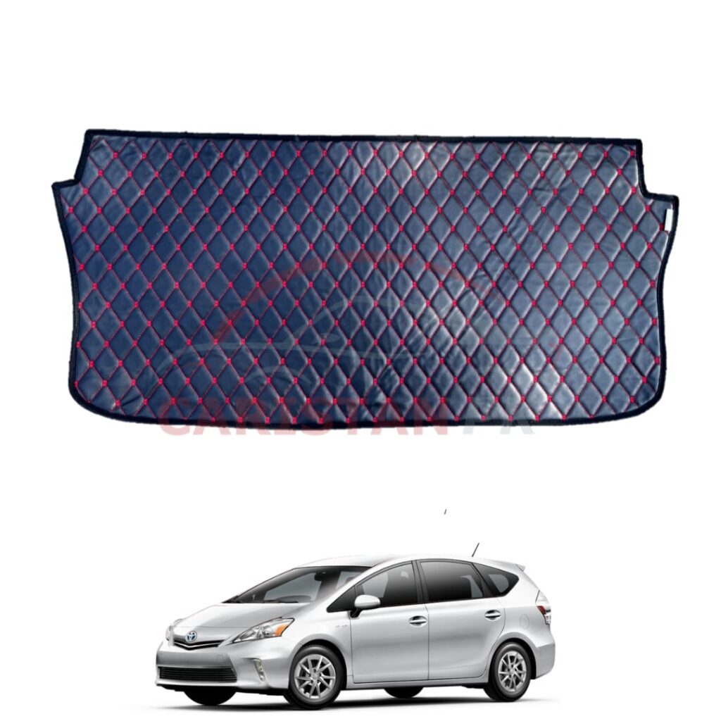 Toyota Prius Alpha 7D Trunk Protection Mat Black With Red Stitch 2009-14