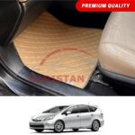 Toyota Prius Alpha Flat Style 7D Floor Mats Beige Stitch 2009-14 Model