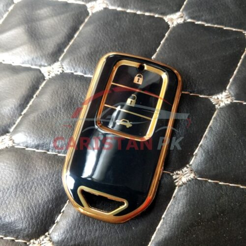 Honda Civic TPU Plastic Protection Key Cover 3 Button Black Golden 2016-21 1