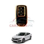 Honda Civic TPU Plastic Protection Key Cover 3 Button Black Golden 2016-21