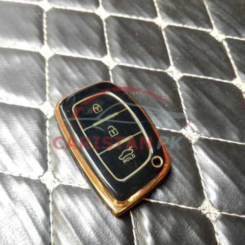 Hyundai Tucson TPU Plastic Protection Key Cover Black Golden 1