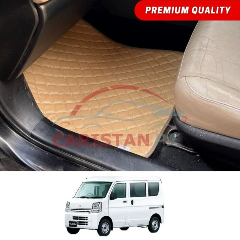 Suzuki Every Flat Style 7D Floor Mats Beige Stitch 2007-18 Suzuki Every Flat Style 7D Floor Mats Beige Stitch 2007-18