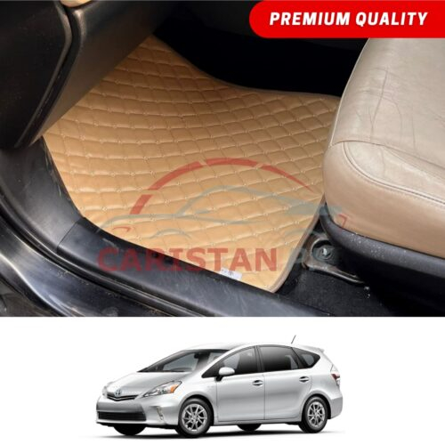 Toyota Prius Alpha Flat Style 7D Floor Mats Beige Stitch 2009-14 Model