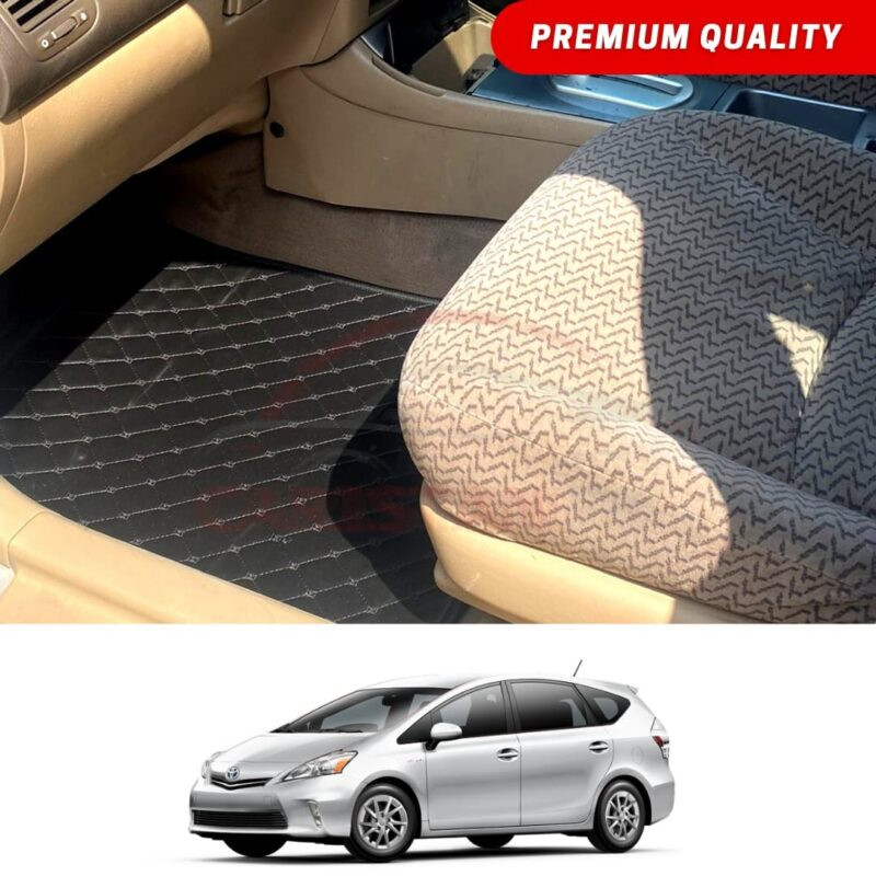 Toyota Prius Alpha Flat Style 7D Floor Mats Black 2009-14 Toyota Prius Alpha Flat Style 7D Floor Mats Black 2009-14