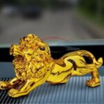 Lion Sculpture Golden For Car Dashboard