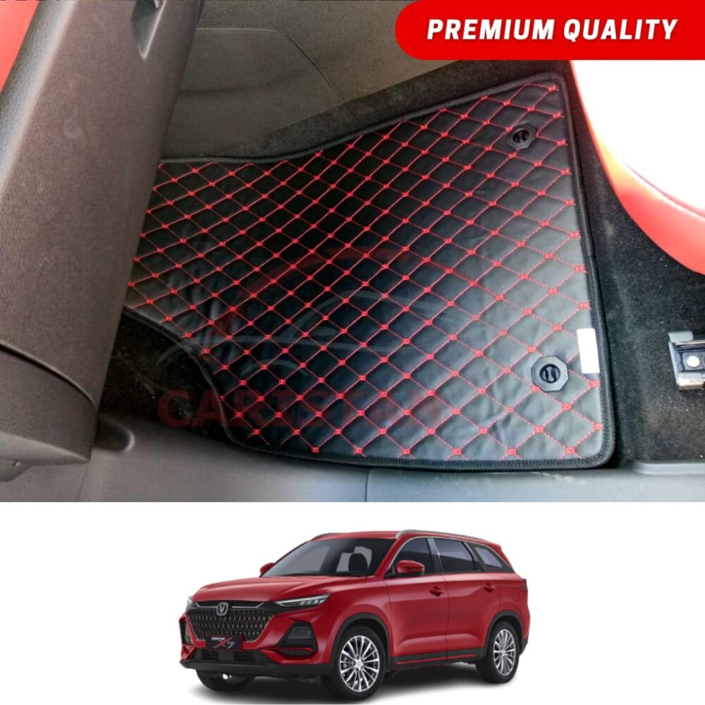 Changan Oshan X7 Flat Style 7D Floor Mats Black With Red Stitch