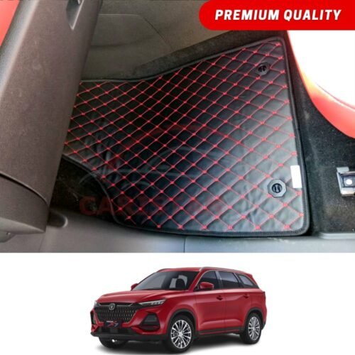 Changan Oshan X7 Flat Style 7D Floor Mats Black With Red Stitch