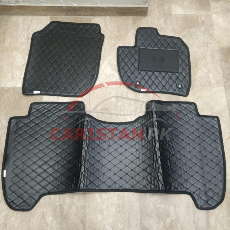 Honda Fit Flat Style 7D Floor Mats Black 2014-19 Model 1