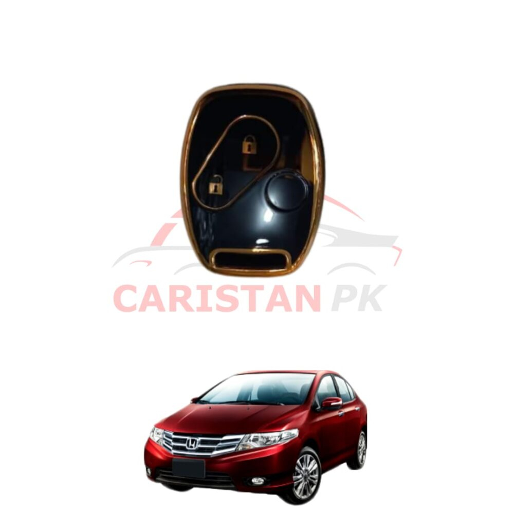 Honda City TPU Plastic Key Cover Black Golden 2009-21