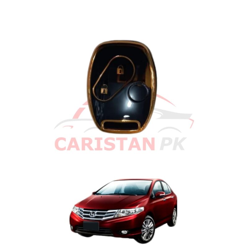 Honda City TPU Plastic Key Cover Black Golden 2009-21 Honda City TPU Plastic Key Cover Black Golden 2009-21